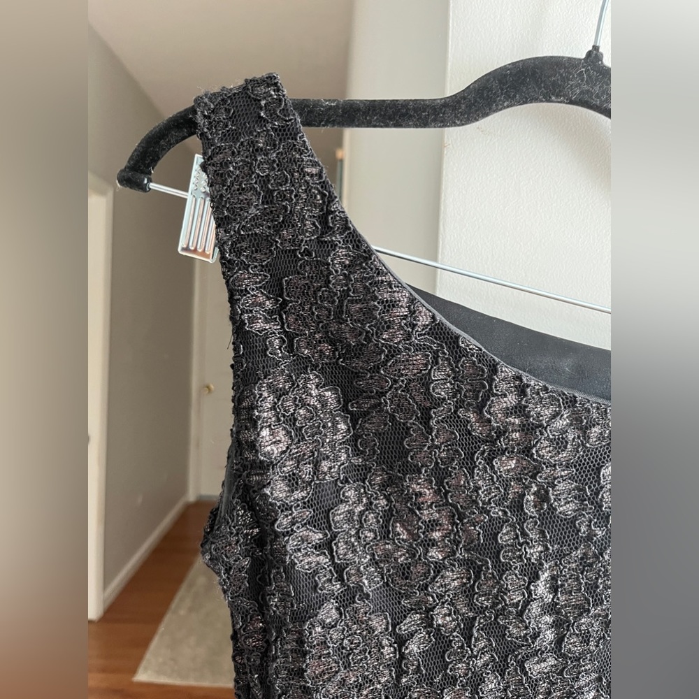 NIGHT WAY COLLECTIONS Black Lace Embroidered One Shoulder Mini Dress - Picture 2 of 5